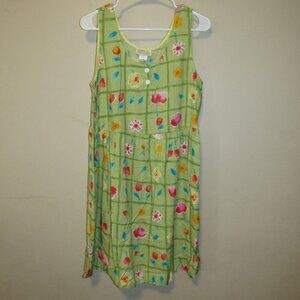 Vintage Sand Dollar Union Made in the USA Green Floral Windowpane Jumper Dress L